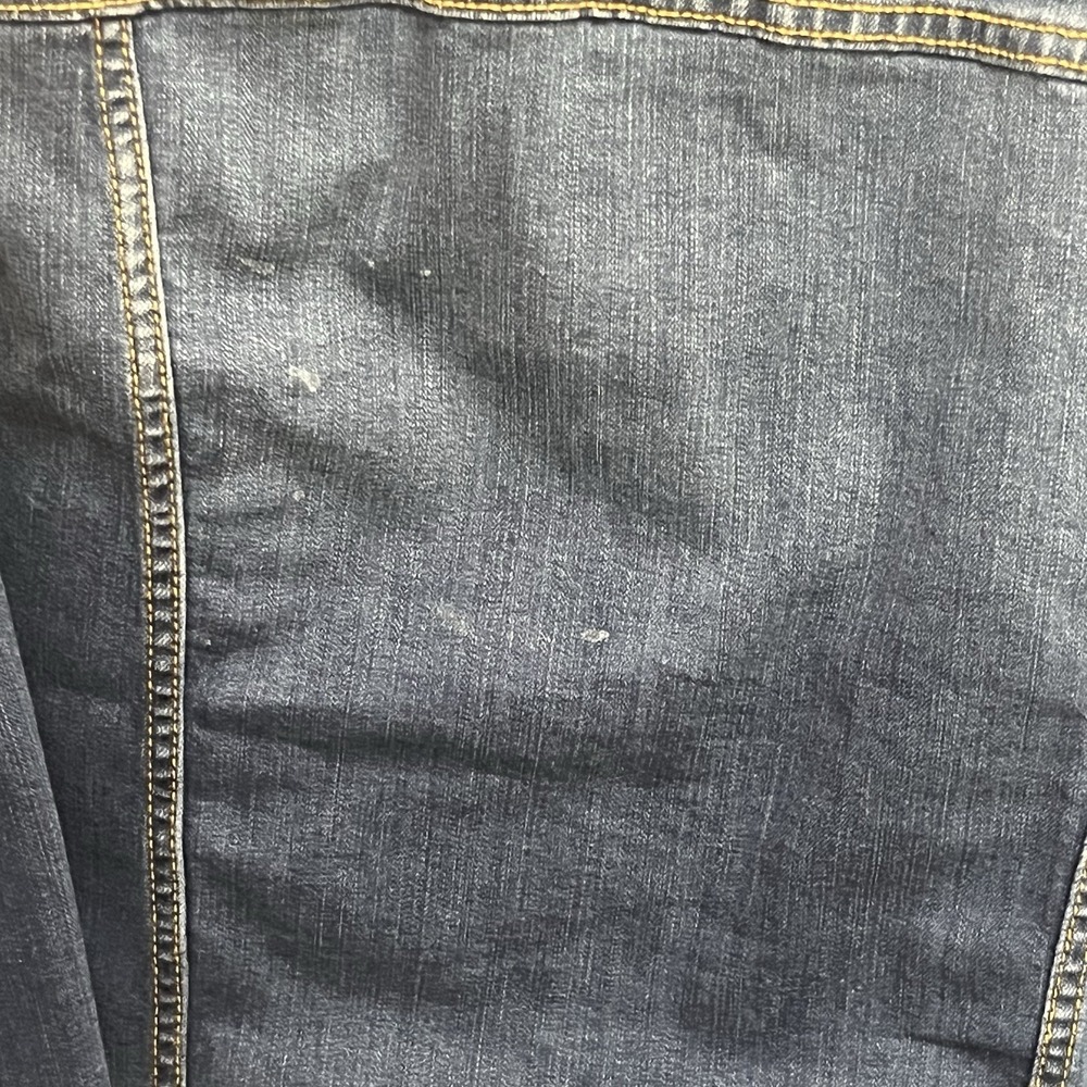 Nine‎ West Women's Jean Jacket Blue Denim Button Front Cropped Size 2XL Raw Edge - Picture 7 of 7